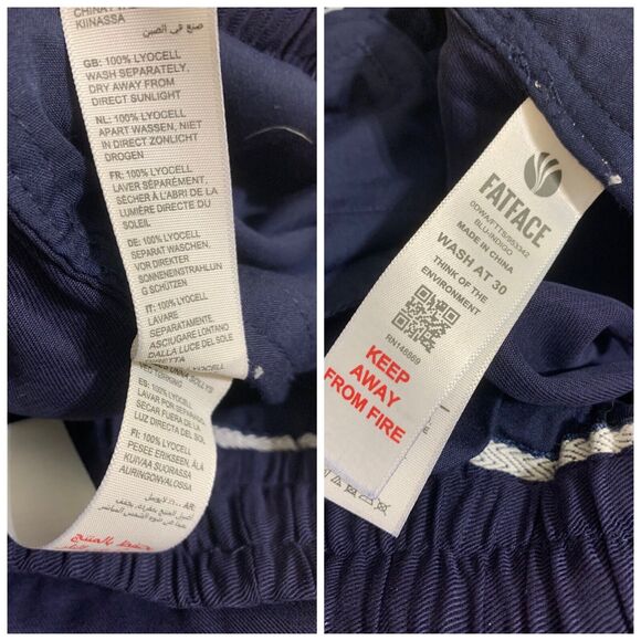 FAT FACE PERTH Navy Indigo Blue Tapered TENCEL Lyocell Trousers Sz 2 NWT - Picture 10 of 13